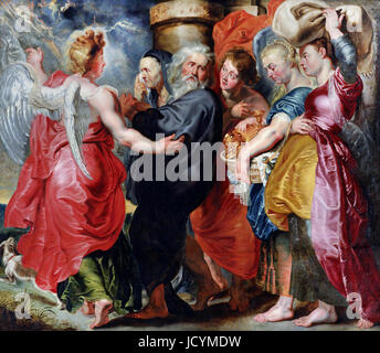 Jacob Jordaens, die Flucht von Lot und seiner Familie aus Sodom (nach Rubens). Ca. 1618-20. Öl auf Leinwand. National Museum of Western Art, Tokyo, Japan Stockfoto