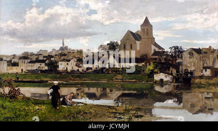 Jacob Maris, Ansicht von Montigny-Sur-Loing 1870 Öl auf Leinwand. Museum Boijmans Van Beuningen, Rotterdam, Niederlande. Stockfoto