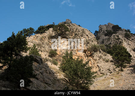 Imbros-Schlucht mit ihren steilen Kalksteinwänden an der Süd Küste von Kreta war eine sehr wichtige Verbindung nach Norden bis Straßen, der Sou gebaut wurden Stockfoto