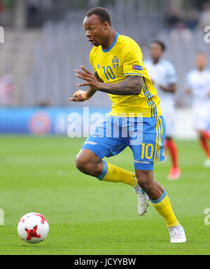 Carlos Strandberg während der UEFA European Under-21 Partie zwischen Schweden und England im Kolporter Arena am 16. Juni 2017 in Kielce, Polen. (Foto: MB-Media) Stockfoto