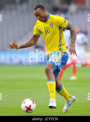 Carlos Strandberg während der UEFA European Under-21 Partie zwischen Schweden und England im Kolporter Arena am 16. Juni 2017 in Kielce, Polen. (Foto: MB-Media) Stockfoto