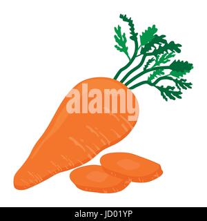 Karotte mit Scheibe flache Bauweise, isoliert Karotte auf weißem Hintergrund. Vektor-Illustration. Stock Vektor