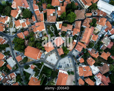 Luftbild der Altstadt der Stadt Xanthi in Nordgriechenland Stockfoto