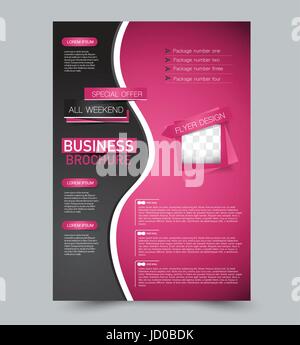 Abstrakte Flyer Design-Hintergrund. Broschüre-Vorlage. Einsetzbar für Magazin-Cover, Business Modell, Ausbildung, Präsentation, Bericht. Rosa und schwarz Stock Vektor
