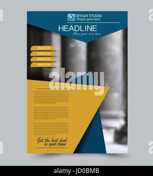 Abstrakte Flyer Design-Hintergrund. Broschüre-Vorlage. Einsetzbar für Magazin-Cover, Business Modell, Ausbildung, Präsentation, Bericht. Gelb und blau Stock Vektor