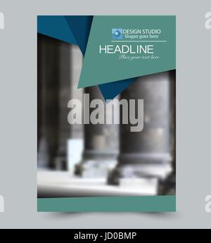 Abstrakte Flyer Design-Hintergrund. Broschüre-Vorlage. Einsetzbar für Magazin-Cover, Business Modell, Ausbildung, Präsentation, Bericht. Grün und blau Stock Vektor