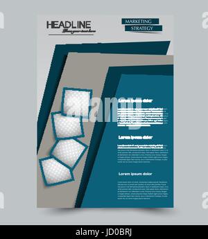 Abstrakte Flyer Design-Hintergrund. Broschüre-Vorlage. Einsetzbar für Magazin-Cover, Business Modell, Ausbildung, Präsentation, Bericht. Blaue Farbe. Stock Vektor