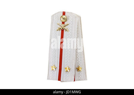 Parade Schultergurte Leutnant der russischen Armee isoliert auf weißem Hintergrund Stockfoto