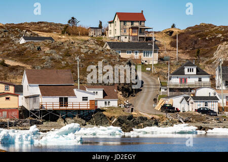 Blick auf die Stadt Twillingate von Twillingate Harbour - Neufundland, Kanada Stockfoto