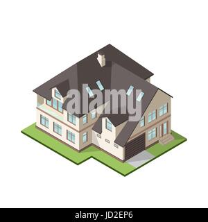 Vektor-Illustration von isometrischen große private Hütte oder Haus für Immobilien Broschüren oder Web-Symbol. Stock Vektor