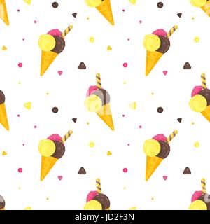 Vektor flachen Stil bunte nahtlose Muster mit verschiedenen Arten von Eis. Weißen Hintergrund. Stock Vektor