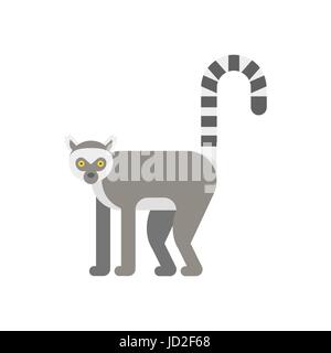 Flache Vektorgrafik Lemur. Symbol für das Web. Isoliert auf weißem Hintergrund. Stock Vektor