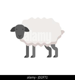 Flache Vektorgrafik von Schafen. Symbol für das Web. Isoliert auf weißem Hintergrund. Stock Vektor