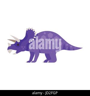 Flache Vektorgrafik prähistorischen Tieres - Triceratops. Isoliert auf weißem Hintergrund. Stock Vektor