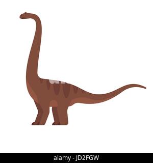 Vektor-Illustration der flachen Stil der prähistorischen Tier - Brontosaurus. Isoliert auf weißem Hintergrund. Stock Vektor