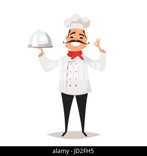 Vektorgrafik-Cartoon-Stil von lächelnden Koch Kochen. Isoliert auf weißem Hintergrund. Stock Vektor
