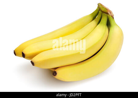Bananen, die isoliert auf den weißen Backgroundd, Schneidepfad enthalten. Stockfoto