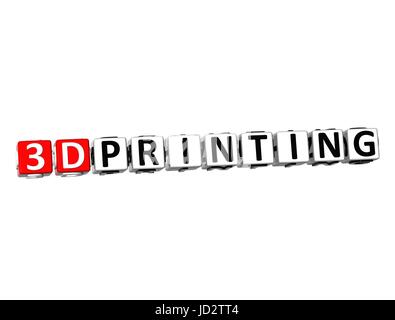 3D Wort 3D-Druck auf weißem Hintergrund Stockfoto