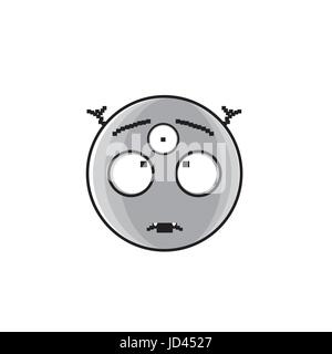 Lächelndes Gesicht Alien Cartoon mit drei Augen Menschen Emotion Icon Stock Vektor