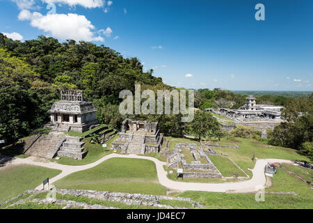 Gruppe-Tempel Komplex Palenque Mexiko Stockfoto