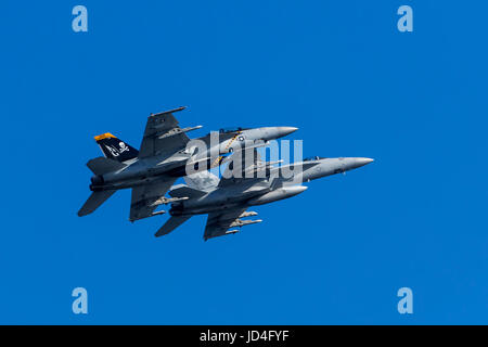 Kaivopuisto Flugschau 2017 in Helsinki, Finnland. Super Hornets Stockfoto