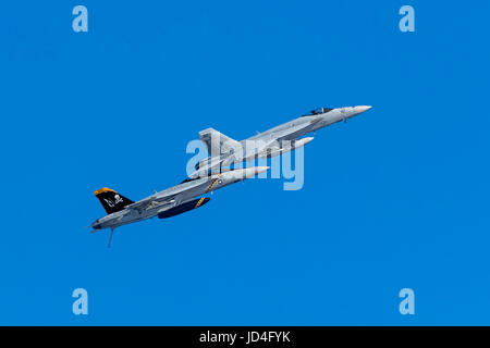 Kaivopuisto Flugschau 2017 in Helsinki, Finnland. Super Hornets Stockfoto