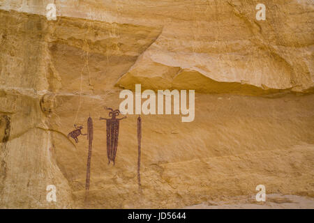Skelett Schamane, Head of Sinbad Piktogramm Panel, San Rafael Swell, Utah, USA Stockfoto