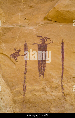 Skelett Schamane, Head of Sinbad Piktogramm Panel, San Rafael Swell, Utah, USA Stockfoto