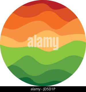 Isolierte abstrakte orange und grüne Farbe runden Form Logo auf weißem Hintergrund, Landschaft mit Sonnenuntergang Vektor-illustration Stock Vektor