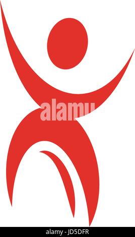 Isolierte Abstrakt rot menschlichen Körper in Bewegung-Silhouette-Logo auf weißem Hintergrund-Vektor-illustration Stock Vektor