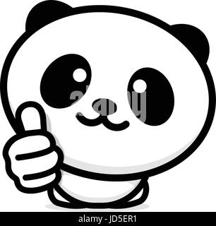 Niedlichen Panda Bär asiatischen zeigen wie Daumen der Hand, hohe Wertschätzung und Genehmigung Vektor-Logo. Gelungene Illustration, guten Job Post, ausgezeichnete Symbol. Stock Vektor