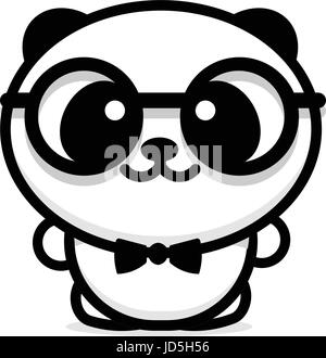 Niedlichen Panda mit Brille und Schmetterling-Vektor-Illustration, Baby Bär Logo, neues Design Linie Kunst, chinesische Teddybär schwarz Zeichen, einfaches Bild, Bild Stock Vektor