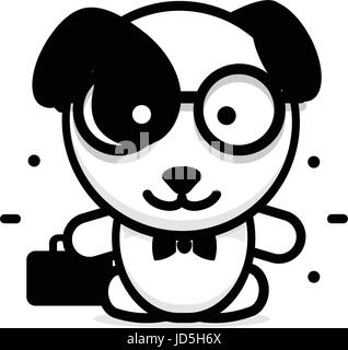 Niedlichen Hund Geschäftsmann Vektor-Illustration, Baby Welpen-Logo, neues design Kunst, Pet Schwarz Farbe Zeichen, einfaches Bild, Bild mit Tier- und Tasche und Gläser Stock Vektor