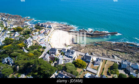 Luftaufnahmen von Port Saint Michel in Batz Sur Mer, Frankreich Stockfoto