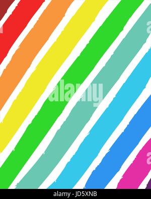 Buntes Spektrum Regenbogen gestreift Pinselstriche Hintergrund. Stock Vektor
