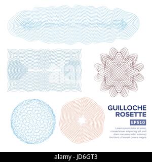 Guilloche Rosette Vektor. Dekorative Rosette Elemente für Diplom- oder Reisepass. Guilloche-Hintergrund Stock Vektor