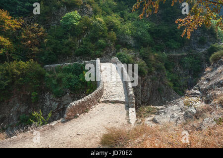 Der Pont du Diable oder Teufelsbrücke ist eine römische Brücke, die den Fluss Ardèche auf ca. 10 m Höhe erstreckt. Die Brücke befindet sich nahe dem Dorf von Th Stockfoto