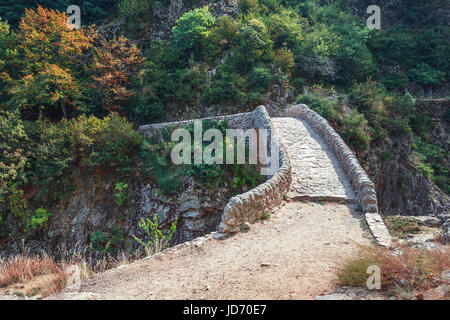 Der Pont du Diable oder Teufelsbrücke ist eine römische Brücke, die den Fluss Ardèche auf ca. 10 m Höhe erstreckt. Die Brücke befindet sich nahe dem Dorf von Th Stockfoto
