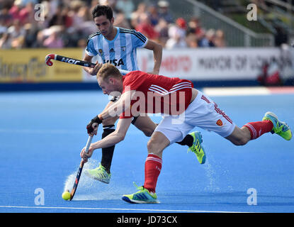 London, UK. 18. Juni 2017. AMES David in Aktion während der Held Hockey World League Halbfinale (Männer) England gegen Argentinien im Lee Valley Hockey und Tennis-Center am Sonntag. Foto: Taka G Wu Credit: Taka Wu/Alamy Live-Nachrichten Stockfoto