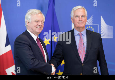 Brüssel, Belgien. 19. Juni 2017.  Michel Barnier und David Davis, Secretary Of State für den Ausstieg der Europäischen Union, kick-off der Brexit Verhandlungen Credit: Andia/Alamy Live News Stockfoto