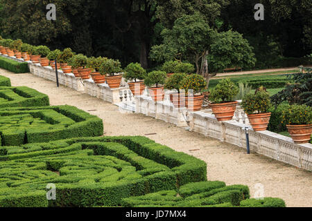 Flowerspots mit dekorativen Orange in der Villa Doria Pamphili an der Via Aurelia Antica Stockfoto