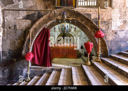 JERUSALEM, ISRAEL - 18. April 2015: Innenministerium das Grab der Jungfrau Maria, die Mutter Jesu am Fuße des Ölbergs in Jerusalem Stockfoto