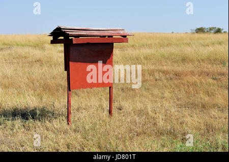 Infotafel in Savannah Natioanl Park in Kenia, Afrika Stockfoto