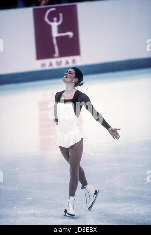 Nancy Kerrigan (USA), Silbermedaillen-Gewinner im Wettbewerb bei den Olympischen Winterspielen 1994 Stockfoto
