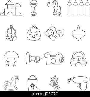 Kindergarten Icons Set, Umriss-Stil Stock Vektor