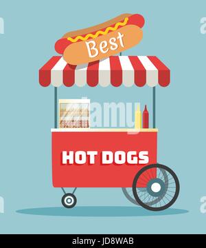 Vektor Hotdogs Straße Warenkorb Stock Vektor