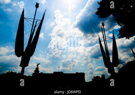 Silhouette des Buckingham Palace im Sommer Stockfoto