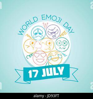 Kalender für jeden Tag am 17. Juli. Grußkarte. Urlaub - Welt-Kuss-Tag. Symbol in der linearen Stil Stock Vektor