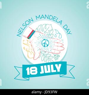 Kalender für jeden Tag am 18. Juli. Grußkarte. Urlaub - Nelson-Mandela-Tag. Symbol in der linearen Stil Stock Vektor