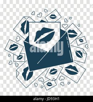 Konzept der Liebe in Form von einer Nachrichten in Form von küssen. Symbol in der flachen Stil Stock Vektor